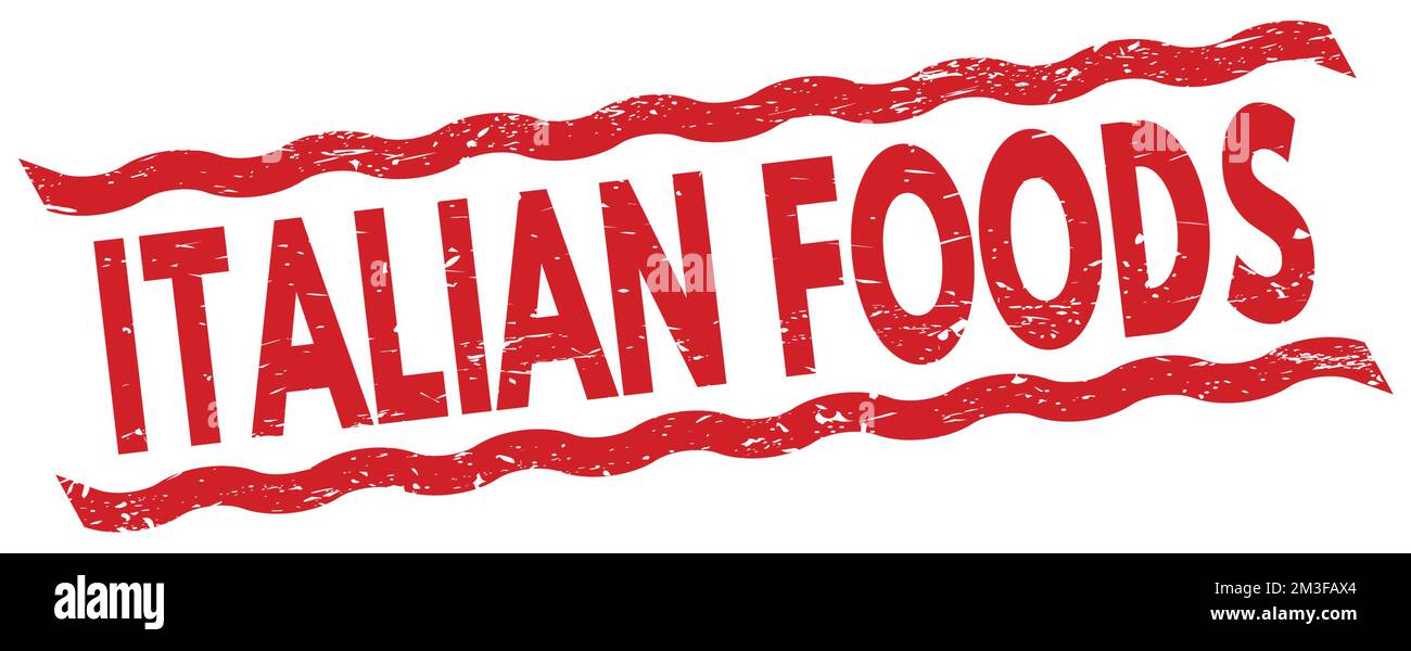 ITALIAN FOODS text written on red lines stamp sign Stock Photo Alamy