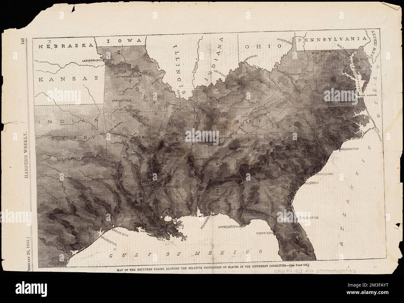 Map of the Southern States showing - Map Of The Southern States Showing The Relative Proportion Of Slaves In The Different Localities Slavery United States Maps Slavery Southern States Maps Southern States Maps United States History Civil War 1861 1865 Maps Norman B Leventhal Map Center Collection 2M3FAYT 
