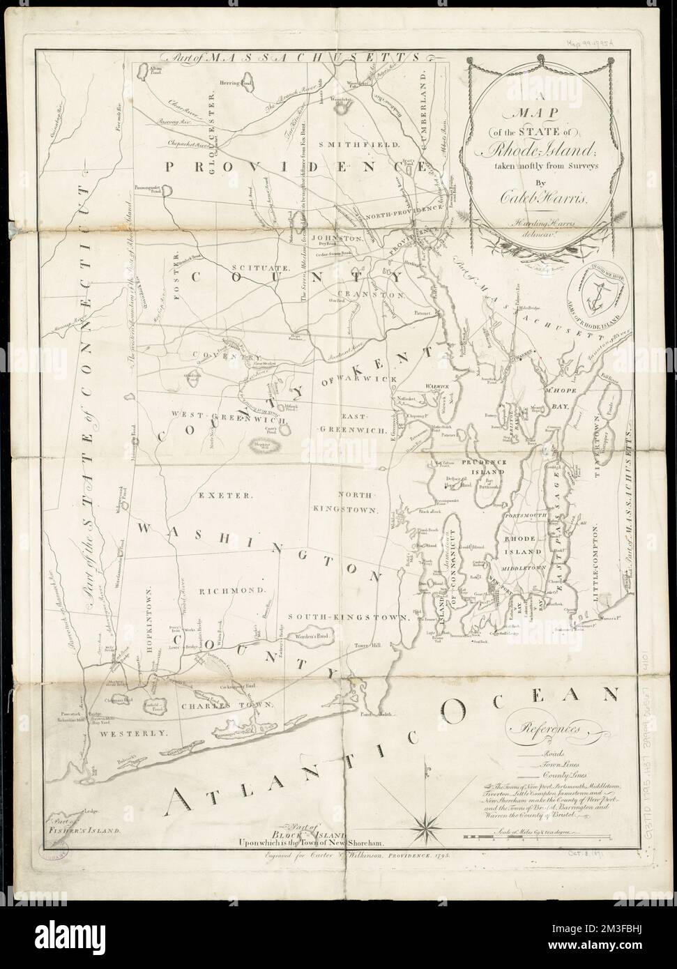 A map of the State of Rhode Island , Rhode Island, Maps Norman B. Leventhal Map Center Collection Stock Photo