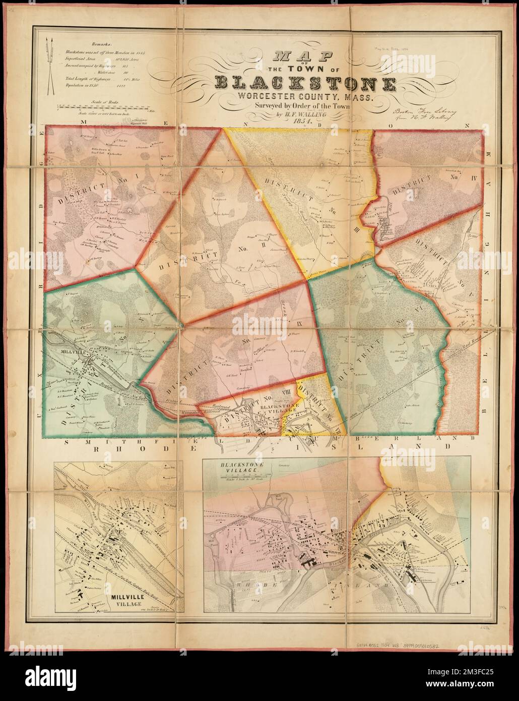 Map of the town of Blackstone, Worcester County, Mass surveyed by