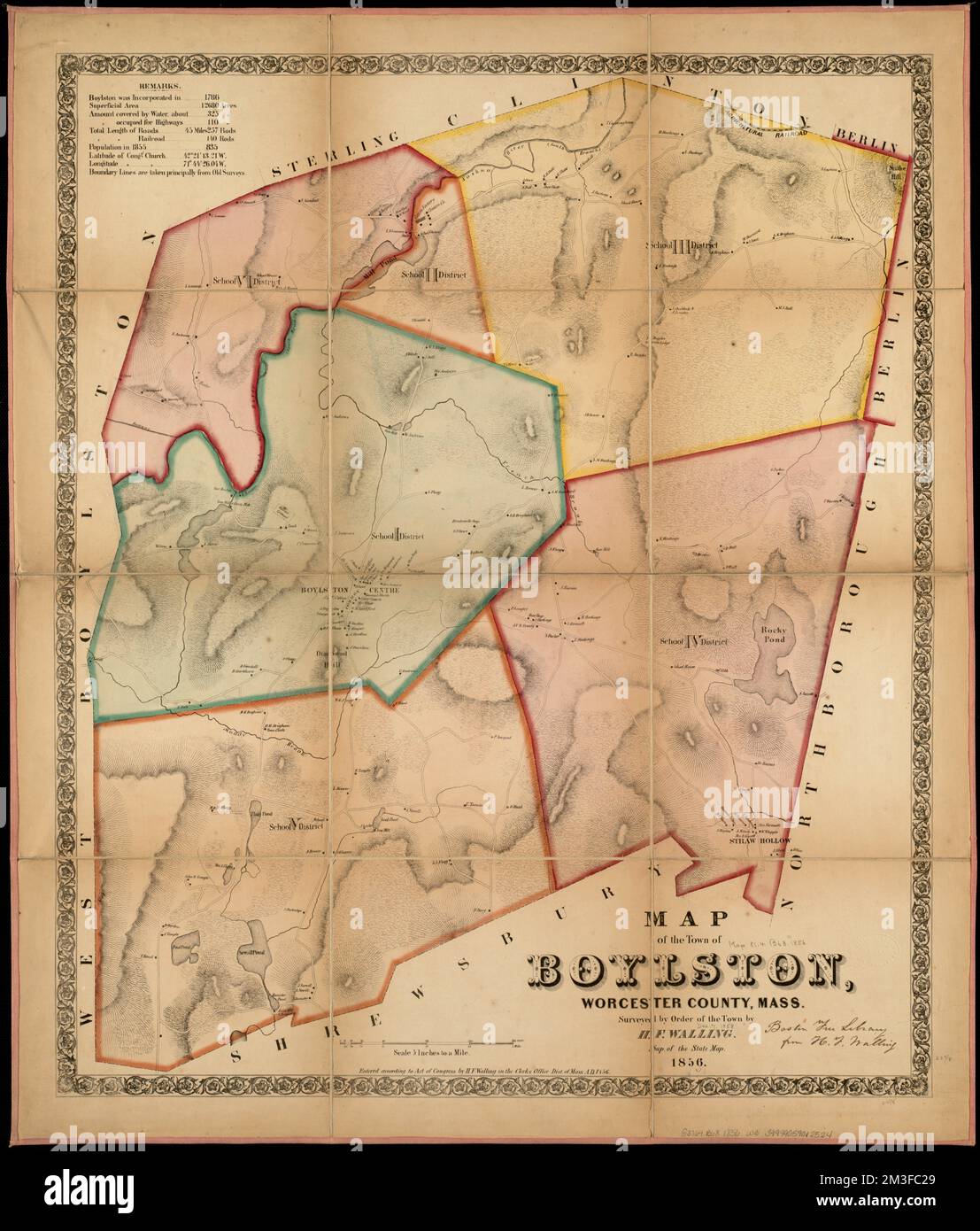 Map of the town of Boylston, Worcester County, Mass surveyed by order of the town , Real
