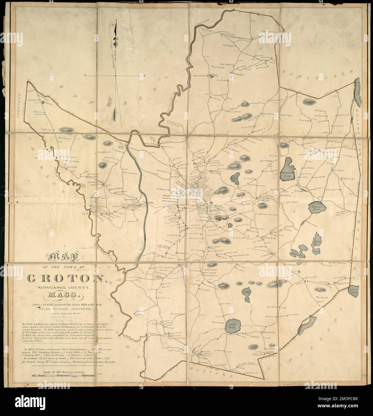 A Map Of The Town Of Groton Middlesex County Mass Landowners 