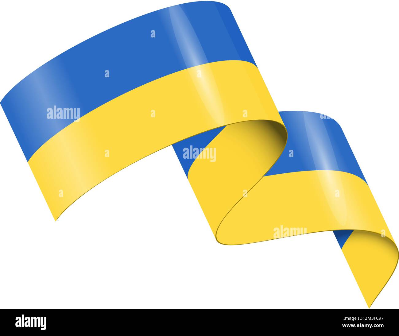 Vector abstract blue and yellow flag of Ukraine. Ribbon silk fabric