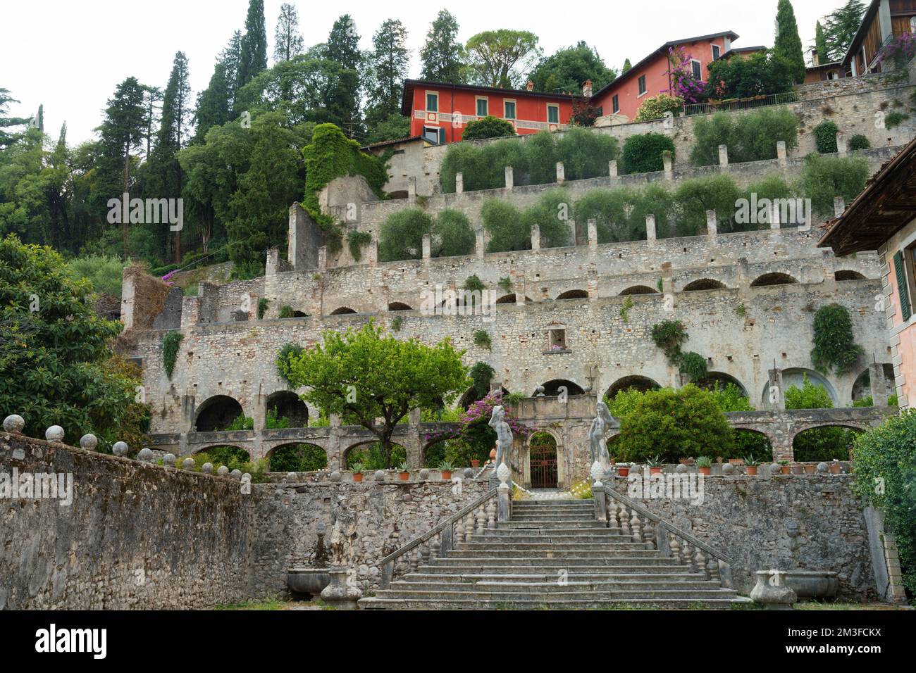 Historic Villa Caprera at Toscolano Maderno, in Brescia province, Lombardy, Italy, on the Garda lake Stock Photo