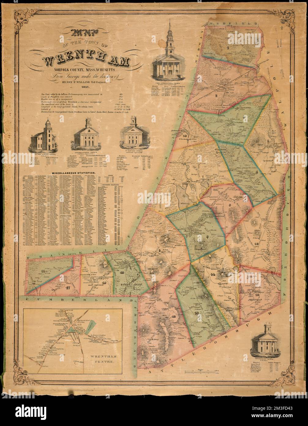 Map of the town of Wrentham Norfolk County, Massachusetts , Wrentham