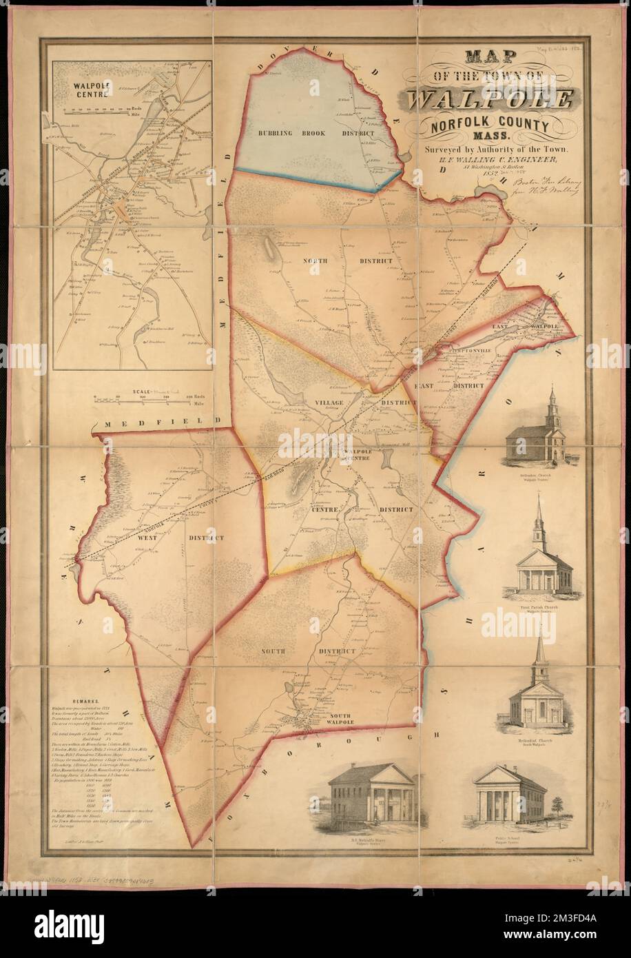 Map of the town of Walpole Norfolk County Mass surveyed by authority