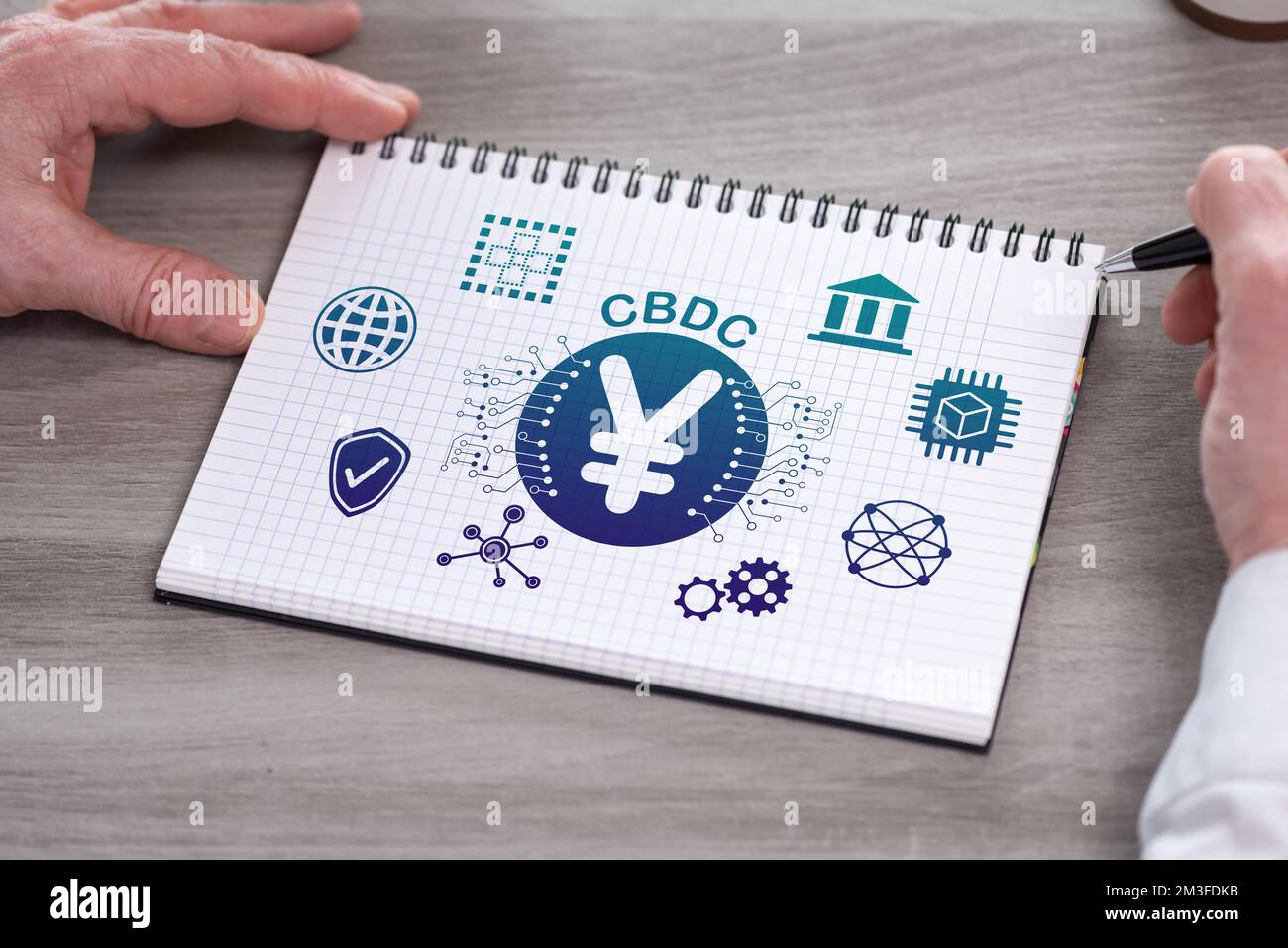 Hand holding a notepad with cbdc concept Stock Photo - Alamy