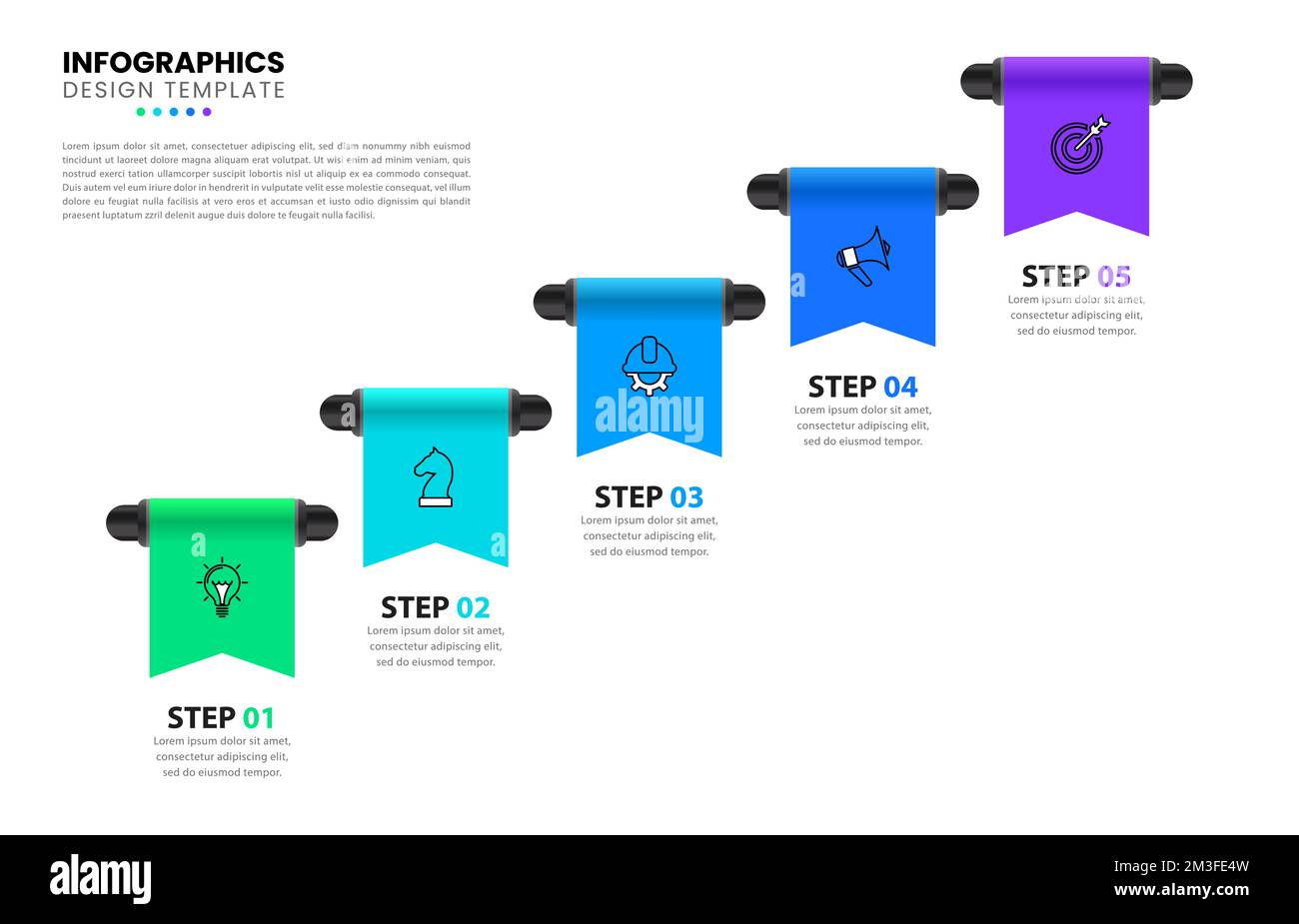 Infographic template with icons and 5 options or steps. Can be used for ...