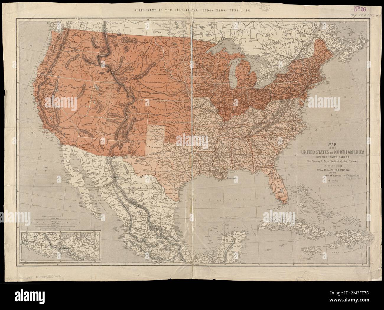 Map of the United States of North - Map Of The United States Of North America Upper Lower Canada New Brunswick Nova Scotia British Columbia Mexico Cuba Jamaica St Domingo And The Bahama Islands United States Maps Mexico Maps West Indies Maps Norman B Leventhal Map Center Collection 2M3FE7D