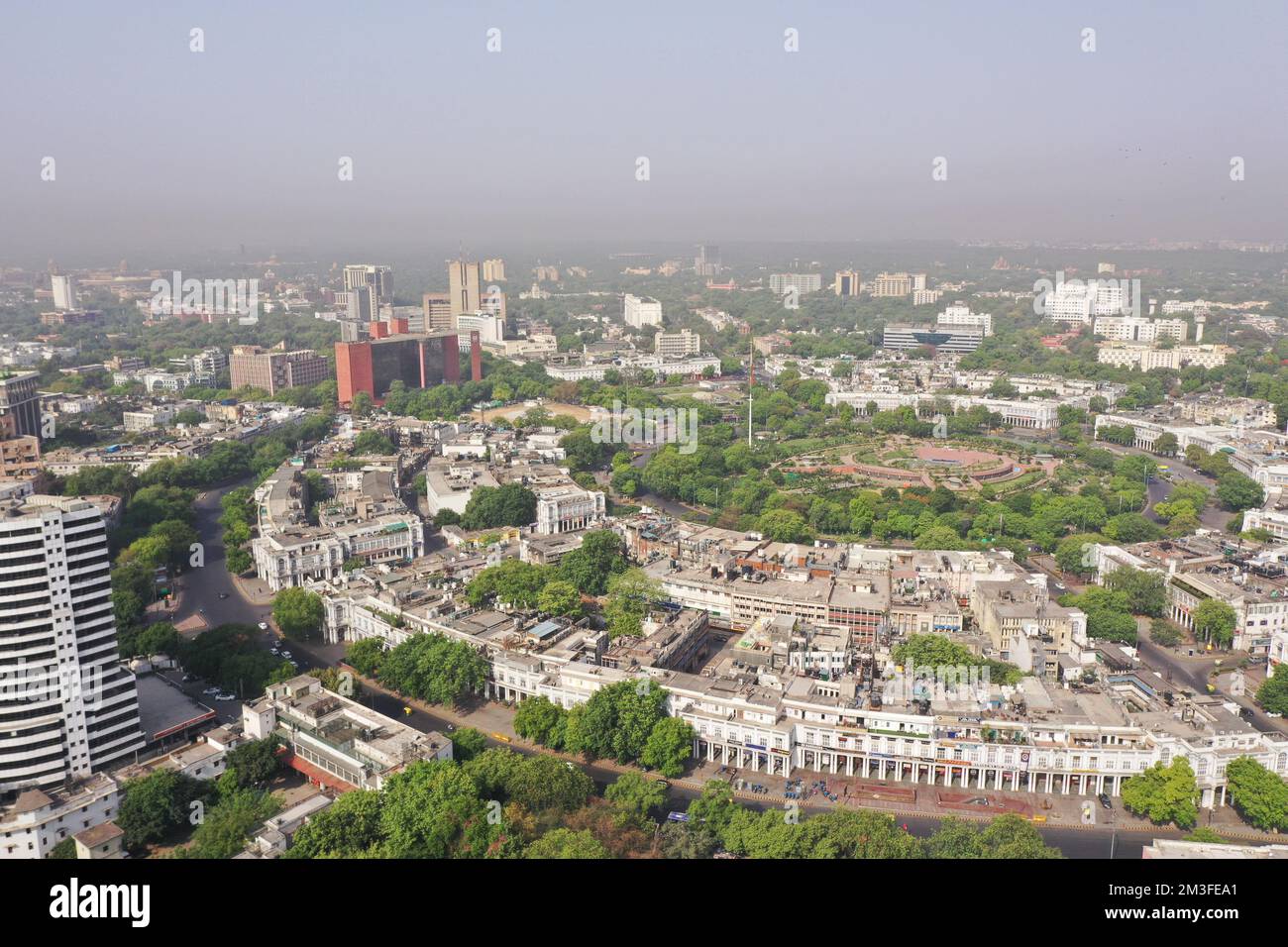 Aerial View of Connaught Place Located at New Delhi, India Stock Photo