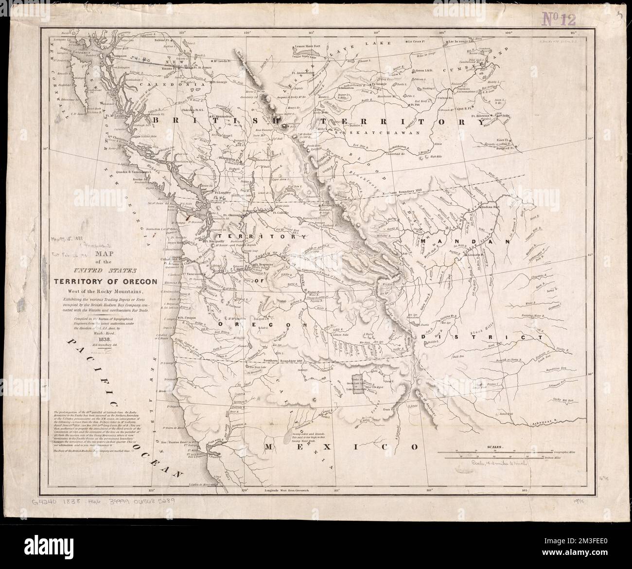 Map of the United States Territory - Map Of The United States Territory Of Oregon West Of The Rocky Mountains Exhibiting The Various Trading Depots Or Forts Occupied By The British Hudson Bay Company Connected With The Western And Northwestern Fur Trade Northwest Pacific Maps Norman B Leventhal Map Center Collection 2M3FEE0 