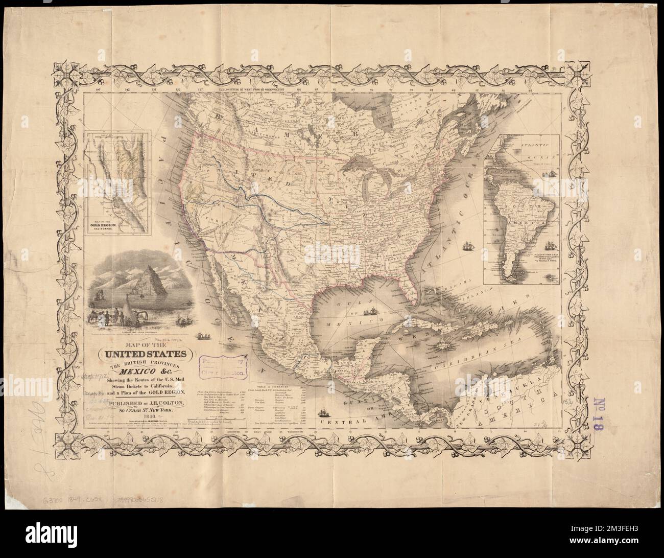 Map of the United States the British - Map Of The United States The British Provinces Mexico C Showing The Routes Of The Us Mail Steam Packets To California And A Plan Of The Gold Region Mail Steamers United States Maps North America Maps United States Maps Norman B Leventhal Map Center Collection 2M3FEH3