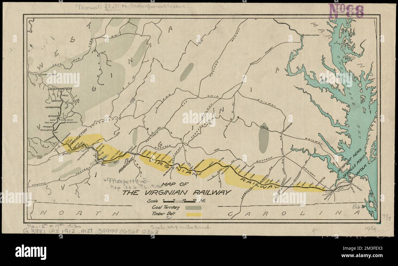 Map of the Virginian Railway , Coal mines and mining, West Virginia