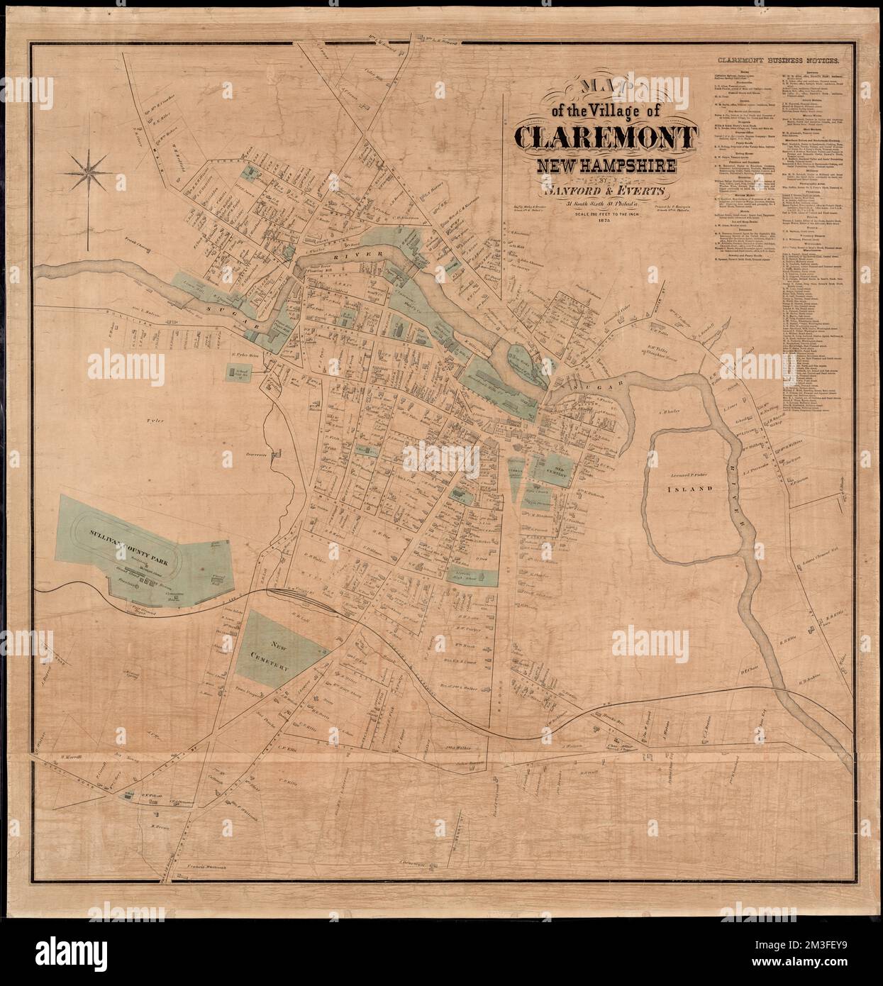 Map of the village of Claremont, New Hampshire , Landowners, New