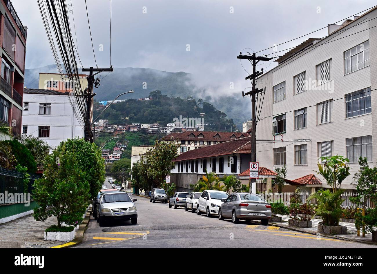 Teresopolis Rio TERESOPOLIS, RIO DE JANEIRO, BRAZIL - October 24, 2022: Typical street ...