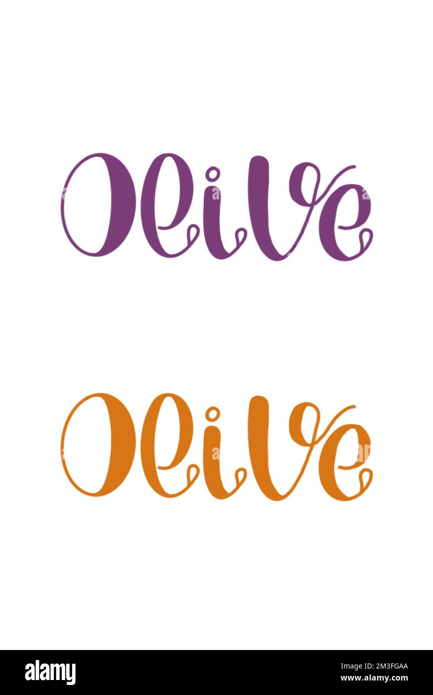 Lethering olives. The word Olive is written by Hand. Design for Logo