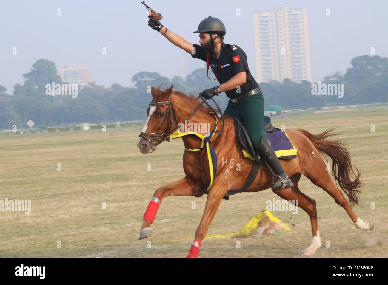 Kolkata, India. 14th Dec, 2022. An Indian Army personnel rides a horse ...