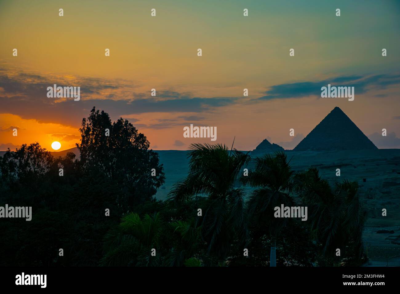 A view of the illuminated Pyramids of Giza in Egypt Stock Photo - Alamy