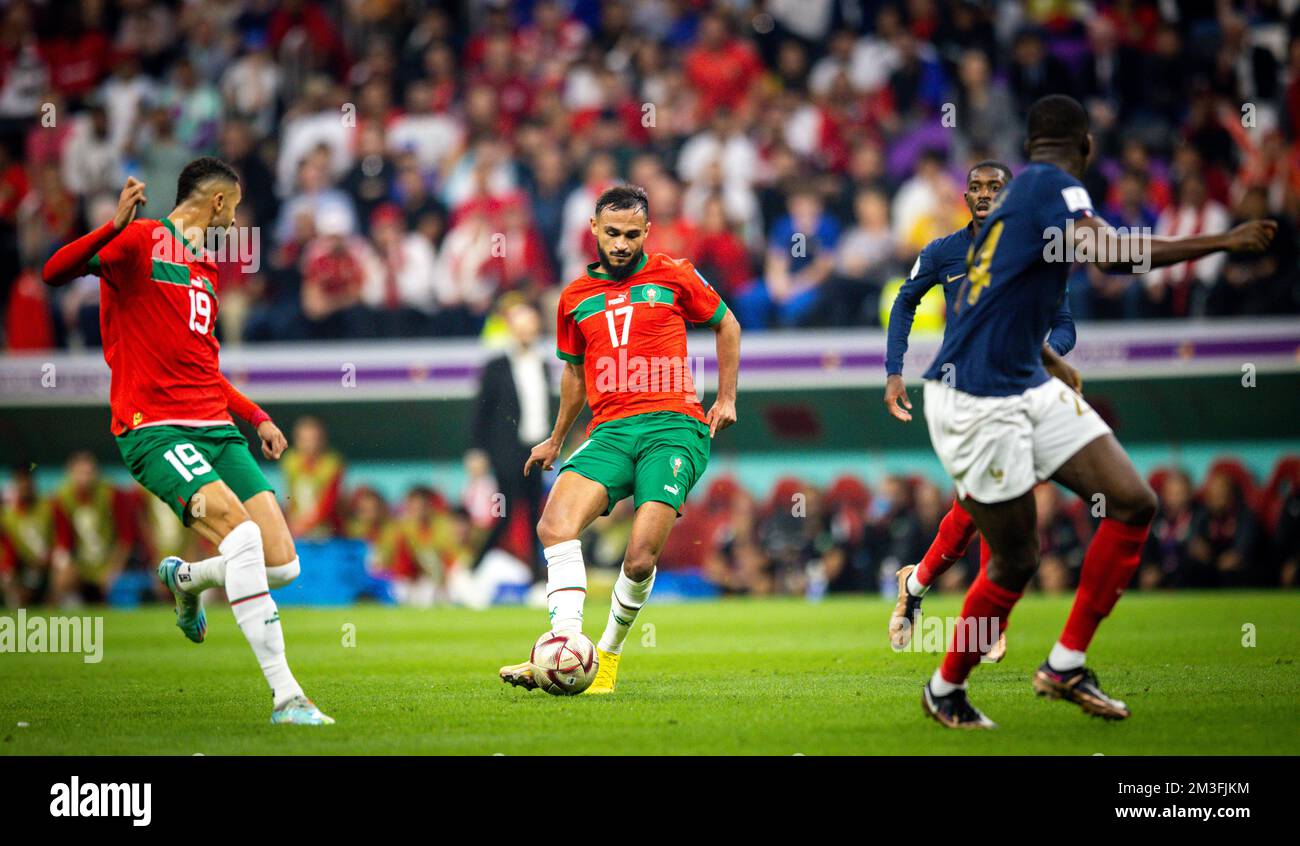 Doha, Qatar. 14th Dec, 2022.  Sofiane Boufal (Marokko), Youssef En-Nesyri (Marokko) France - Morocco Frankreich Marokko World Cup 2022 in Qatar 14.12. Stock Photo