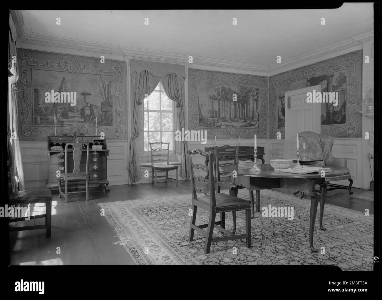 Marblehead, Lee Mansion, second floor drawing room, paper, Roman ruins