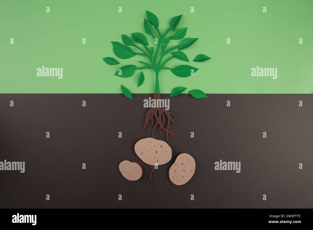 tree made of paper and root in the ground Stock Photo - Alamy