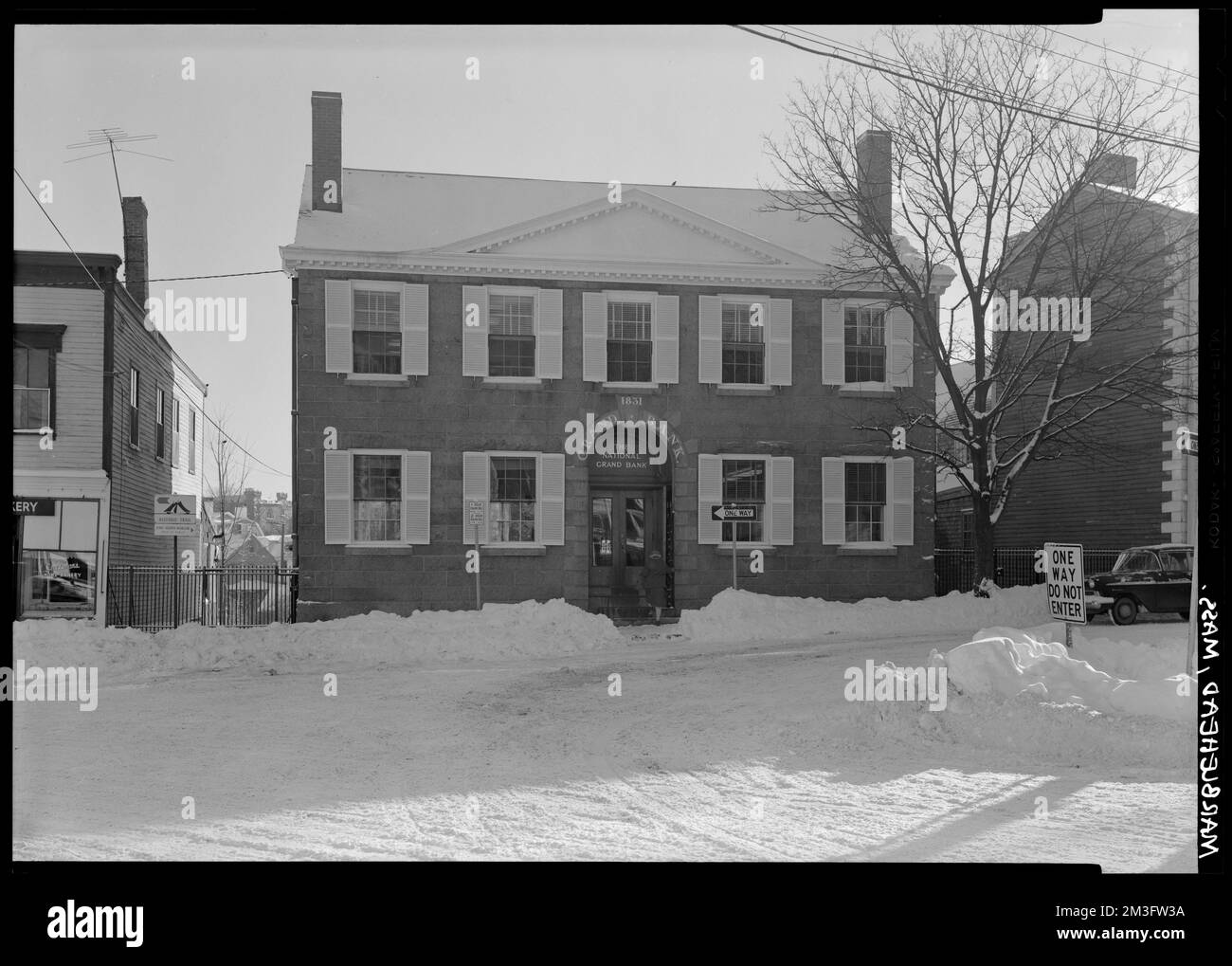 Marblehead, Mass. Old National Grand Bank , Architecture, Banks, Snow