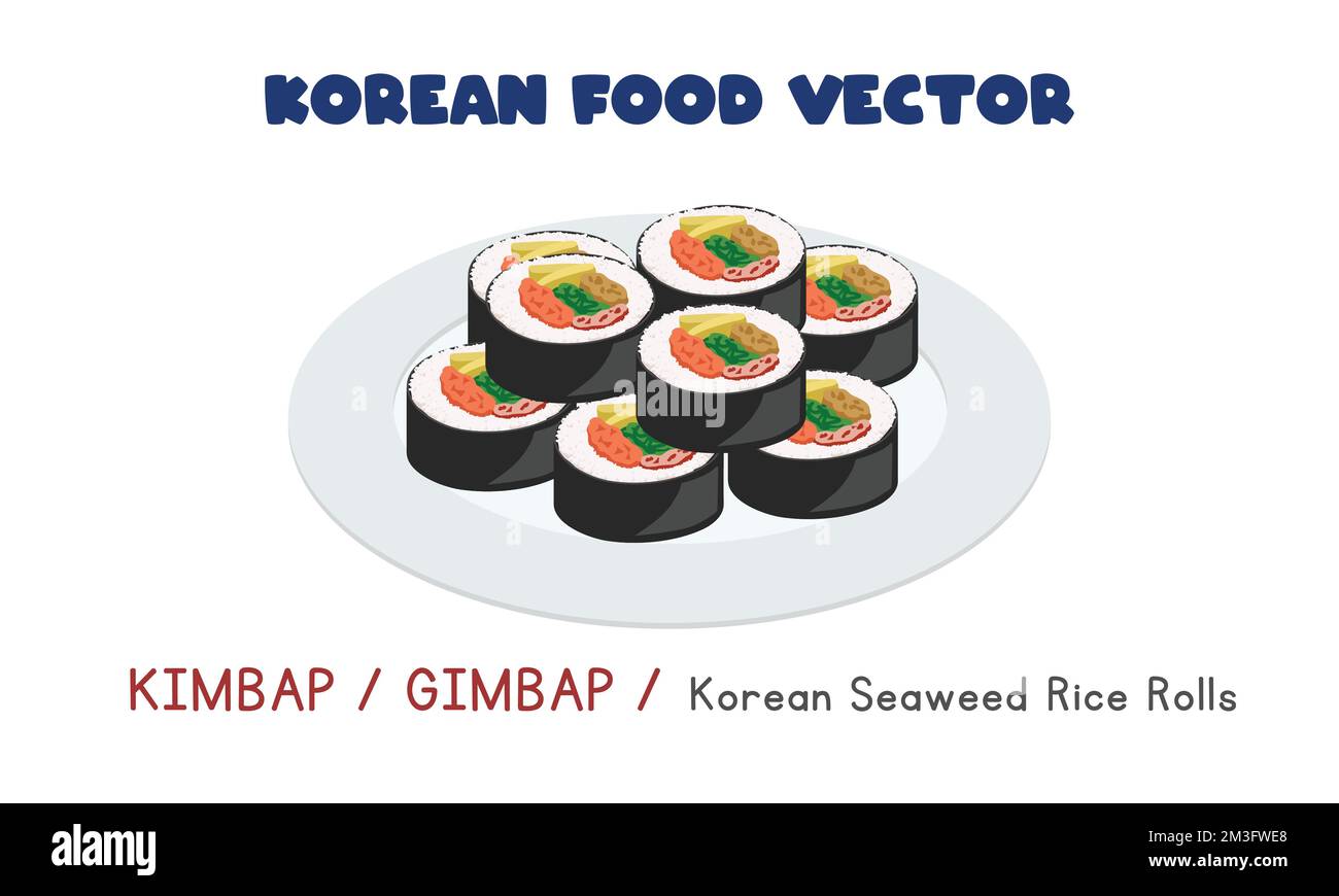 Korean Gimbap or Kimbap Seaweed Rice Rolls vector design illustration