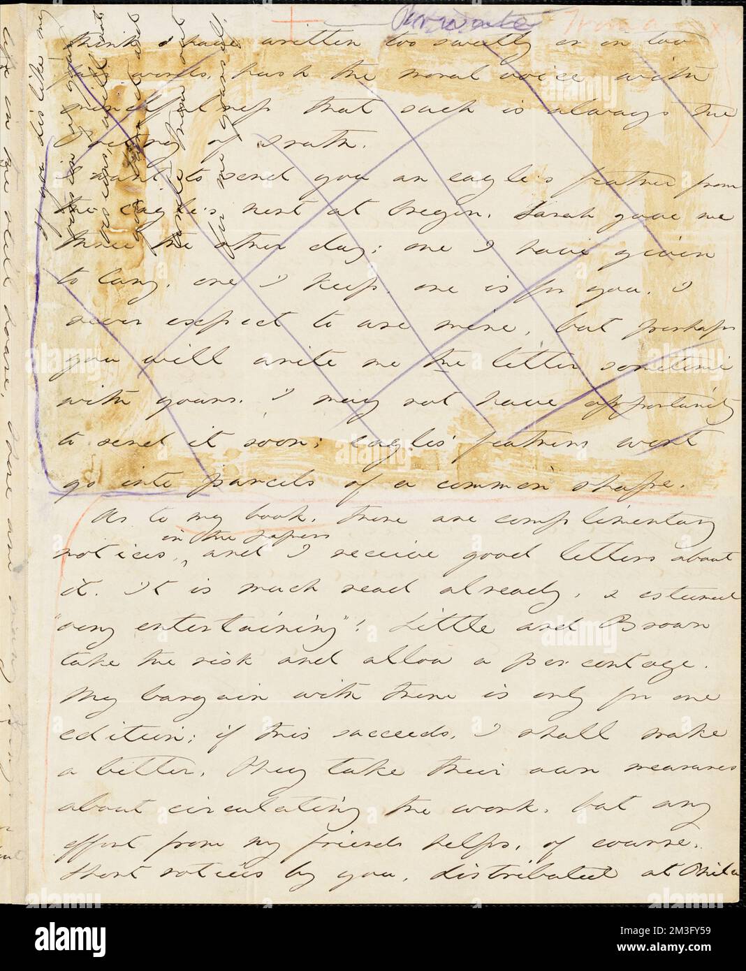 Margaret Fuller autograph letter to William Henry Channing, June 1844 , Stock Photo