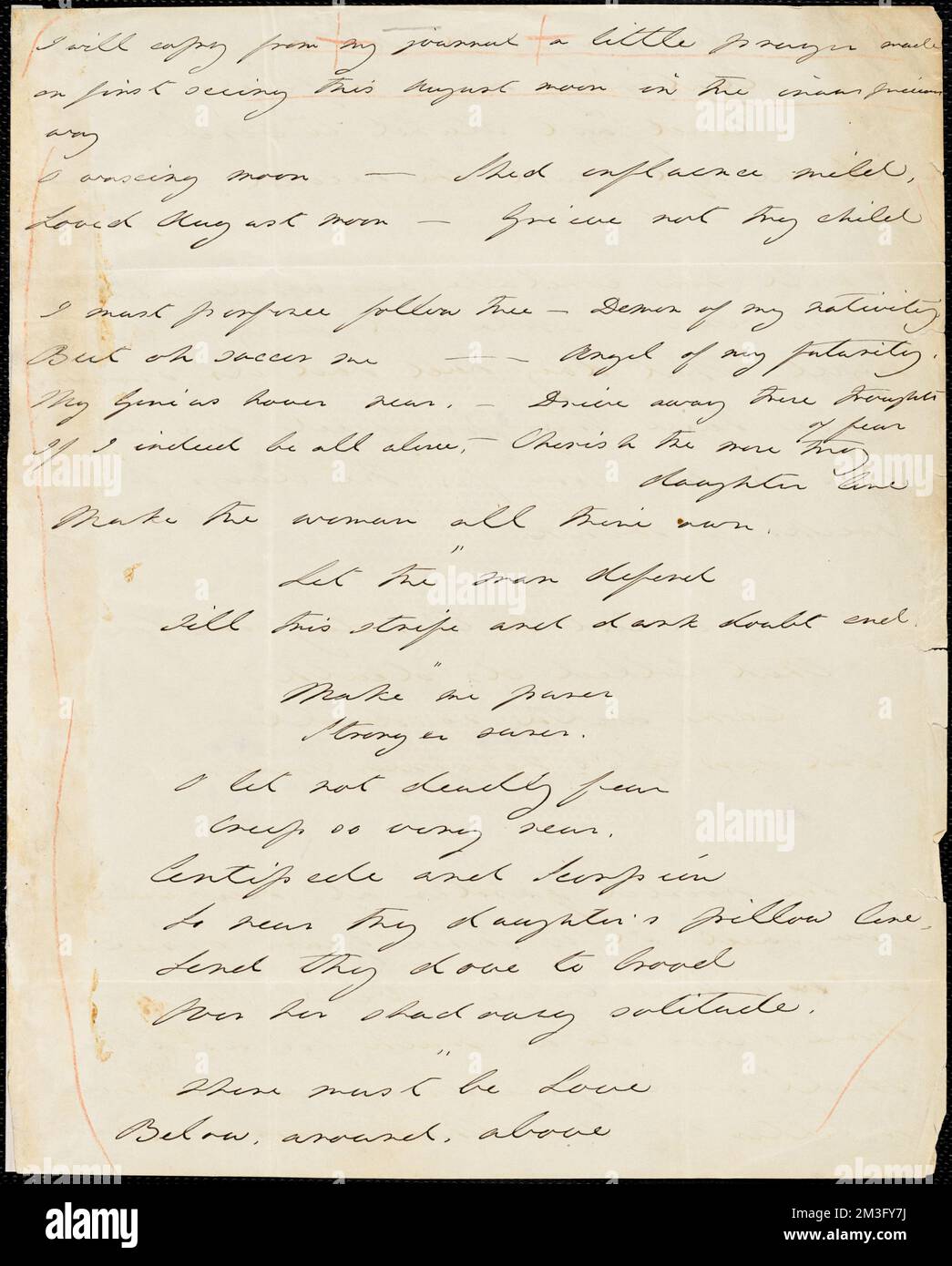Margaret Fuller autograph manuscript part of letter, 184 Stock Photo ...