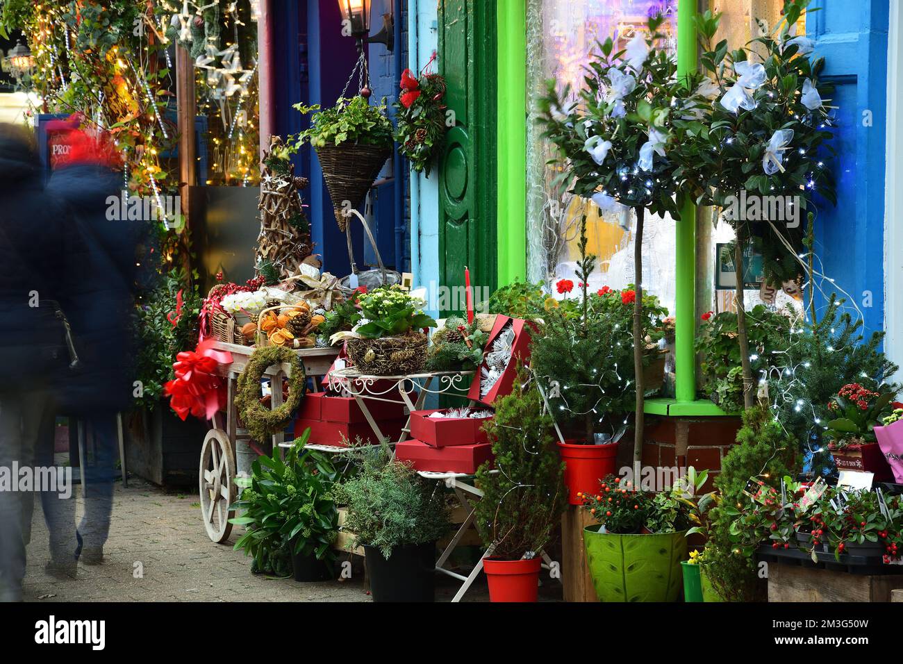 Roadside Christmas flower shop Stock Photo Alamy