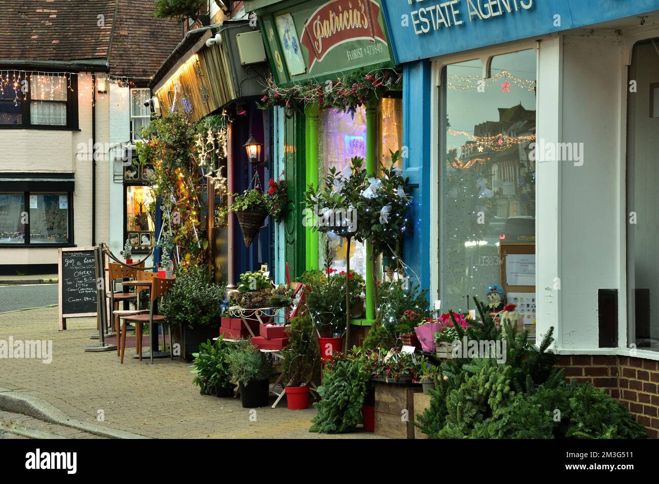 Roadside Christmas flower shop Stock Photo Alamy