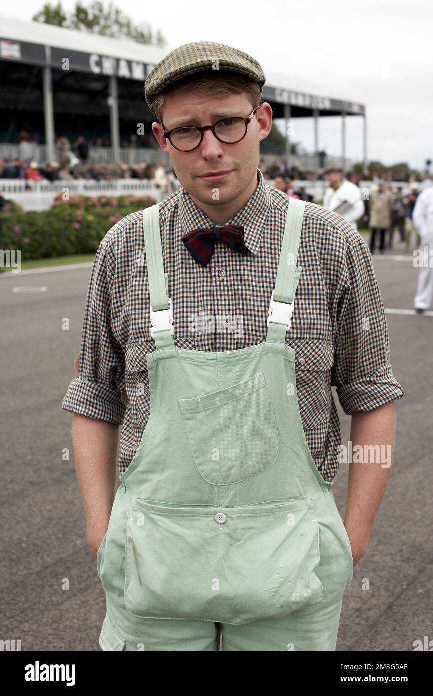Mechanic wating at paddock, Goodwood Revival, West Sussex, England Stock Photo