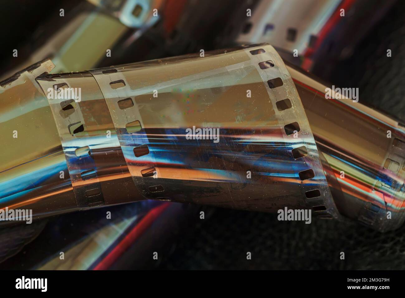 Twisted old film for photo, video camera close up. Concept of ...