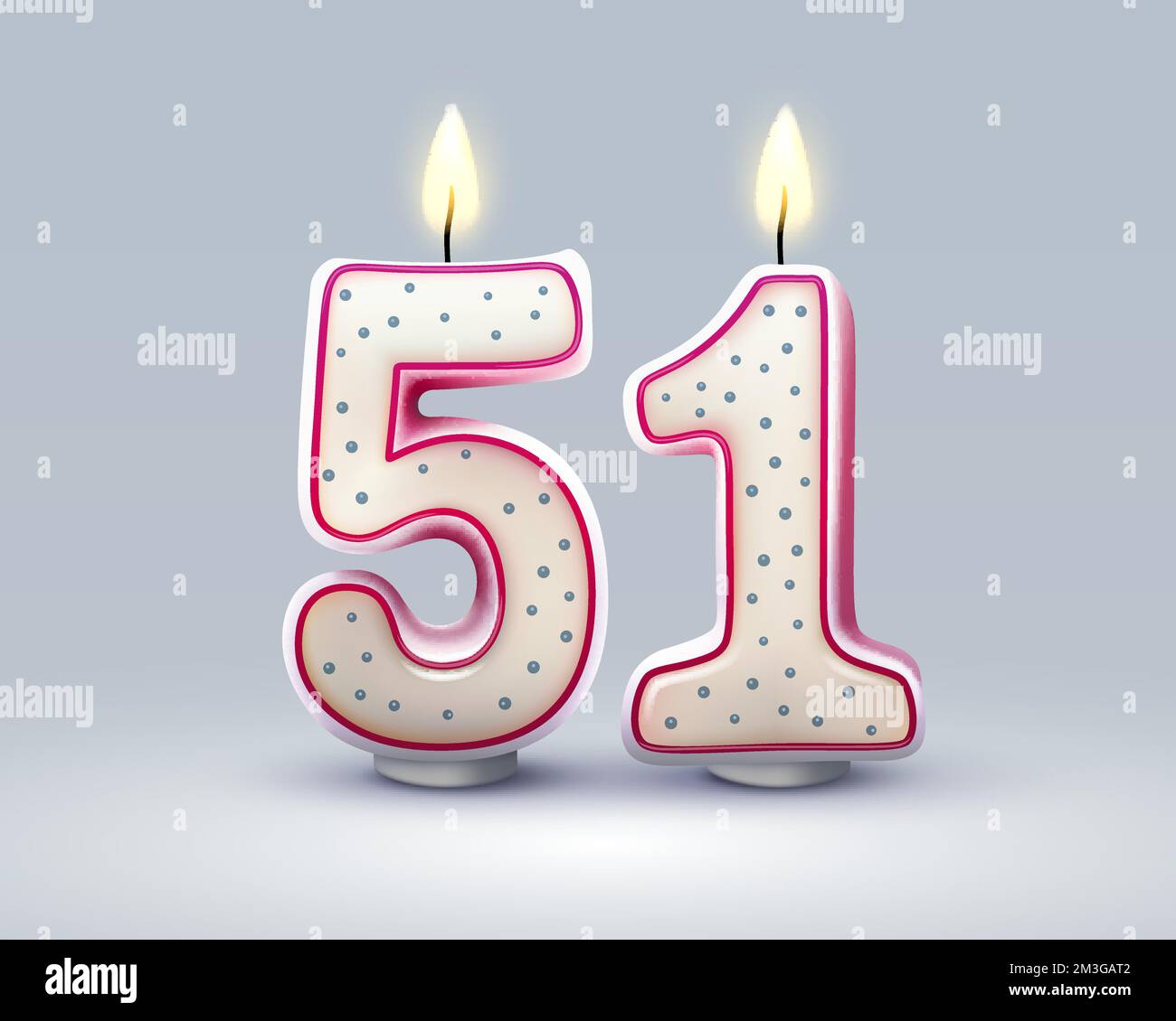 Happy Birthday years. 51 anniversary of the birthday, Candle in the