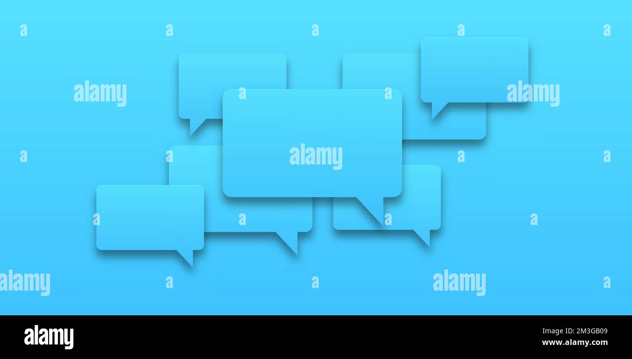 Set of blue speech bubbles icons. Communication between people, a kind ...