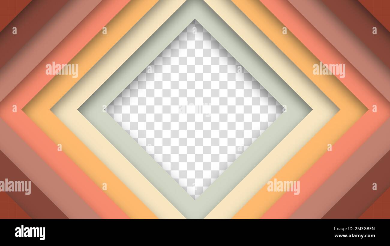 Abstract funky 1970's 1980's 1960's background with rhombus element and retro colors. Realistic design in futuristic retro style with transparent back Stock Vector