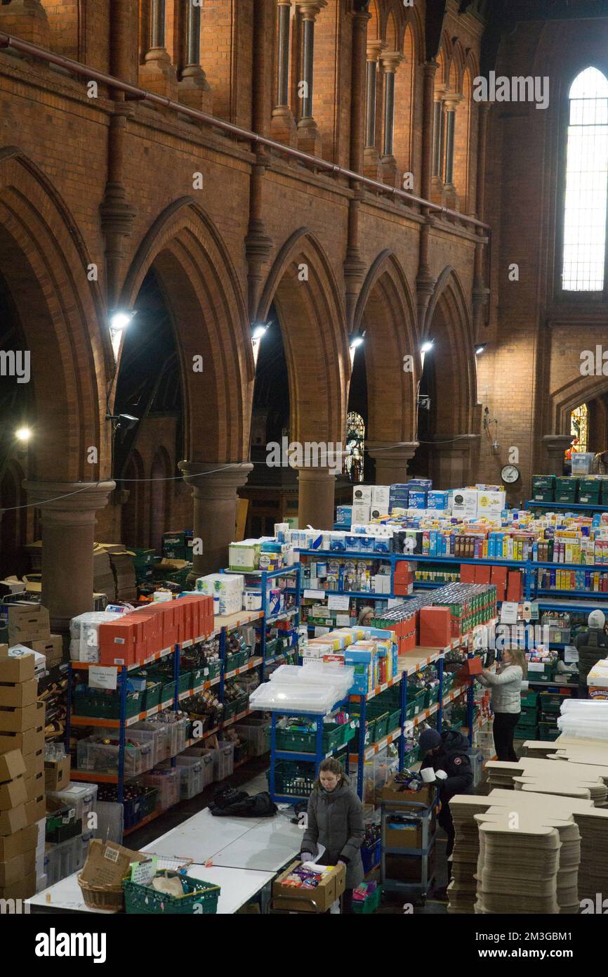 London, UK, 15 December 2022 A Trussell Trust food bank warehouse at St Margaret The Queen
