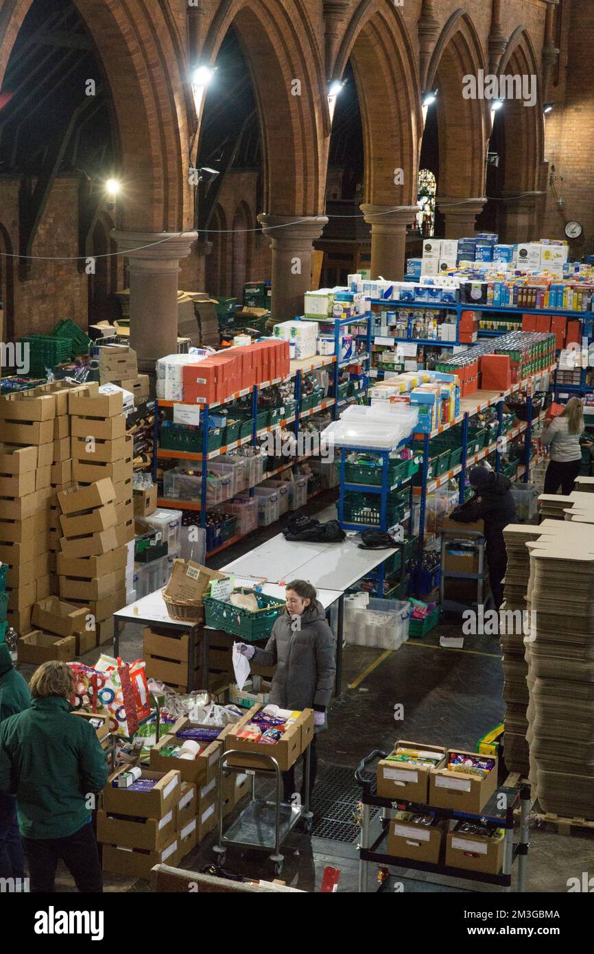 London, UK, 15 December 2022 A Trussell Trust food bank warehouse at St Margaret The Queen