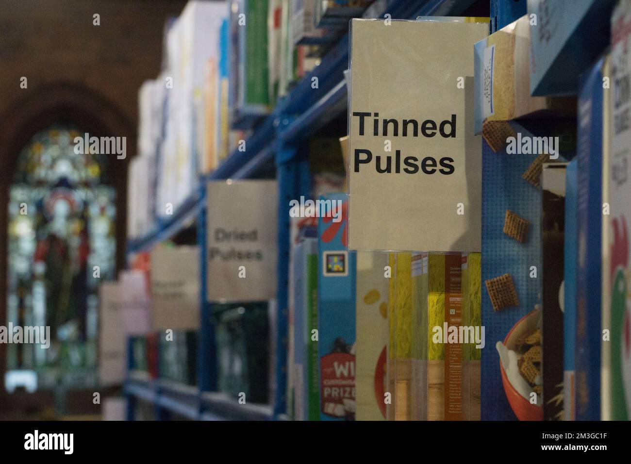 London, UK, 15 December 2022 A Trussell Trust food bank warehouse at St Margaret The Queen