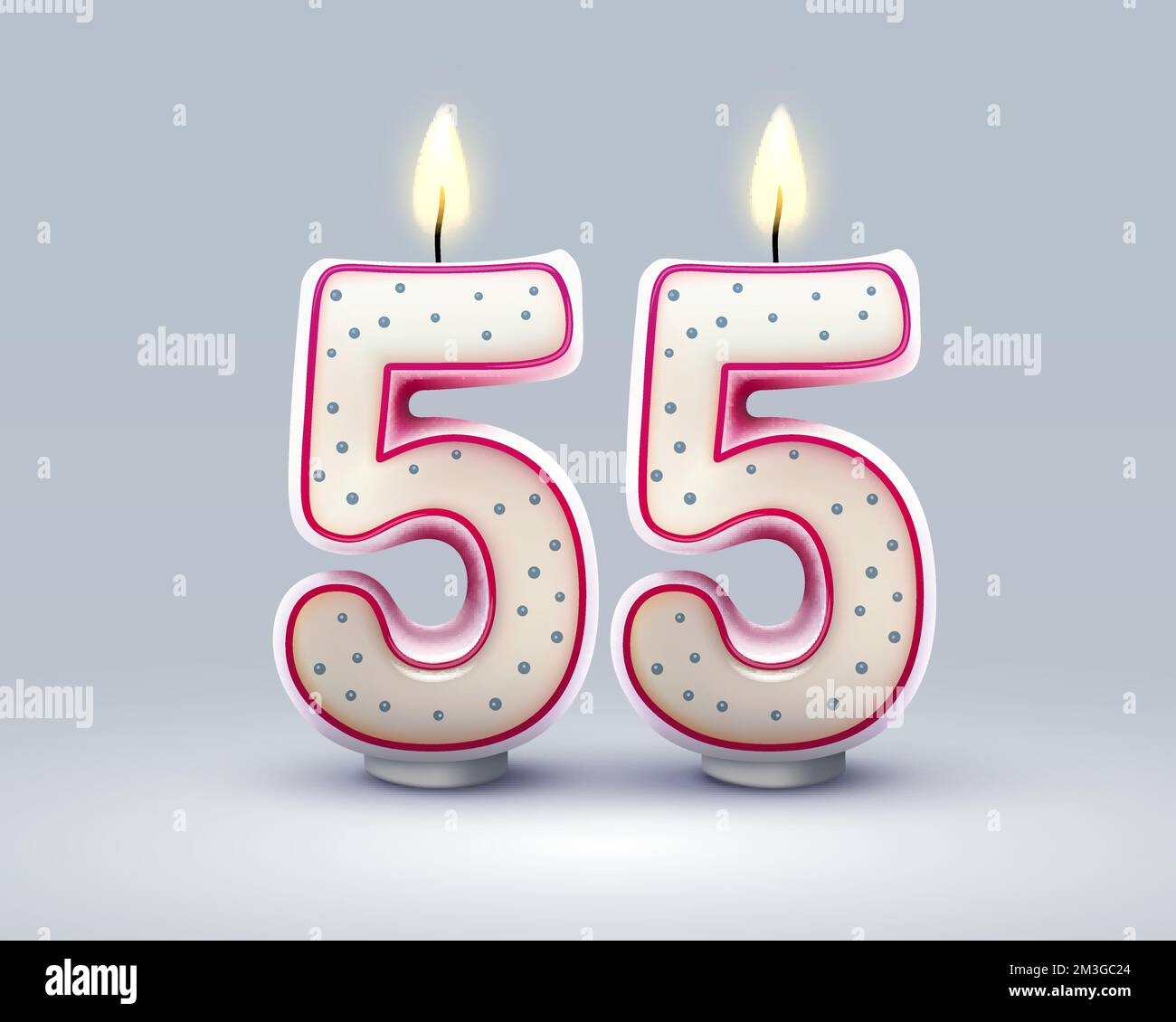 Happy Birthday years. 55 anniversary of the birthday, Candle in the