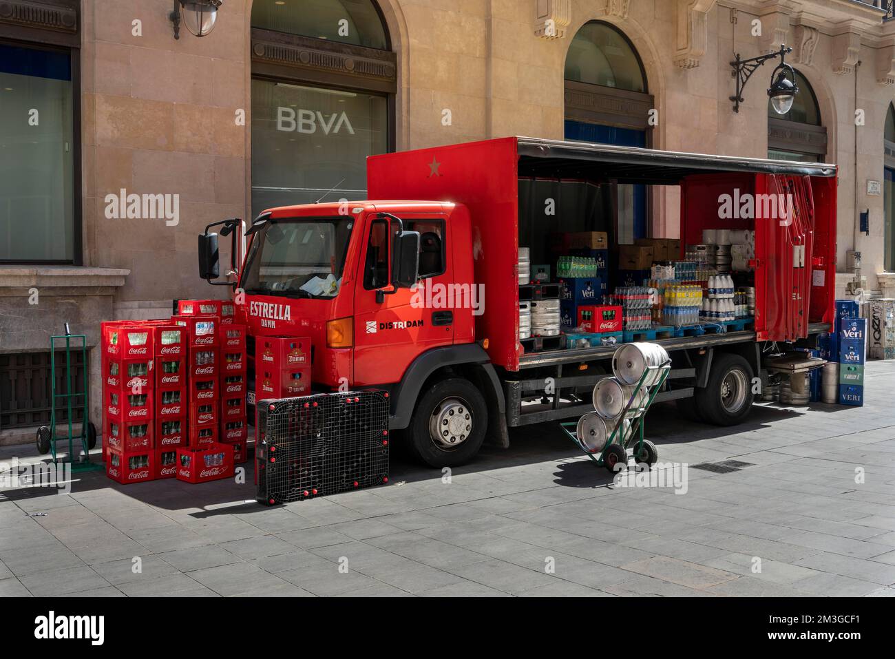 Van with drinks, Barcelona, Catalonia, Spain Stock Photo