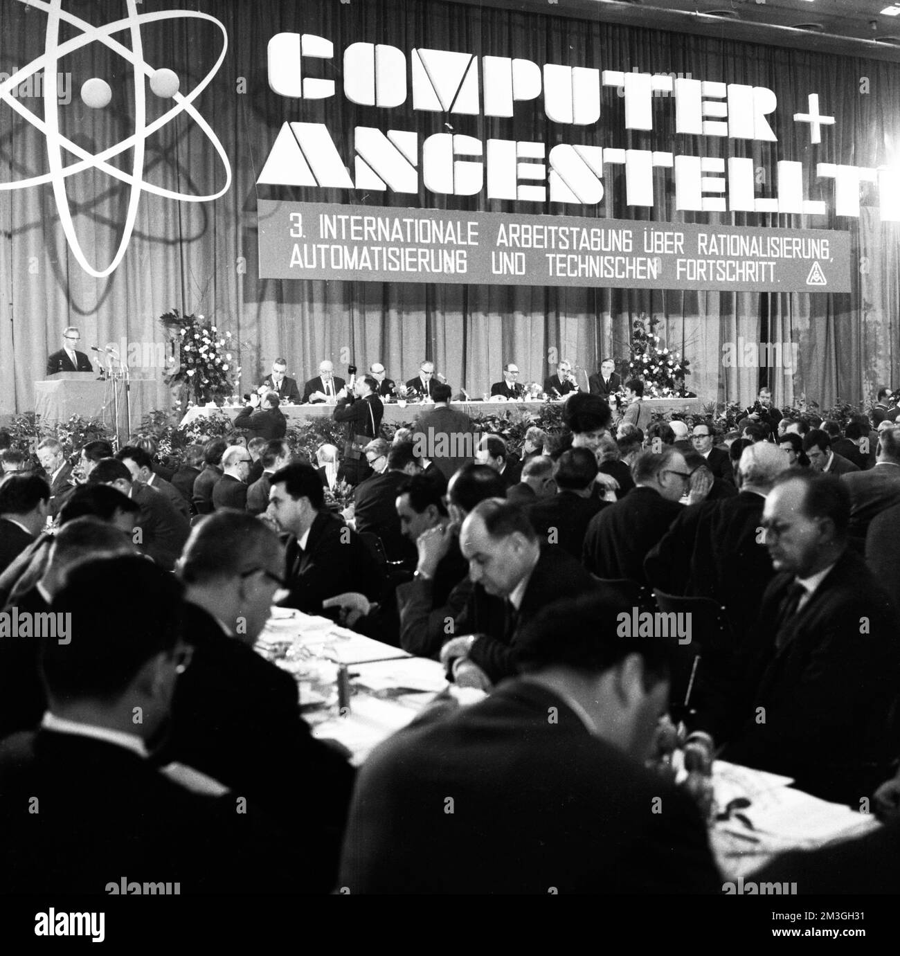 The influence of the computer on society, the world of work and the future was the theme of this international conference organised by IG Metall in Stock Photo