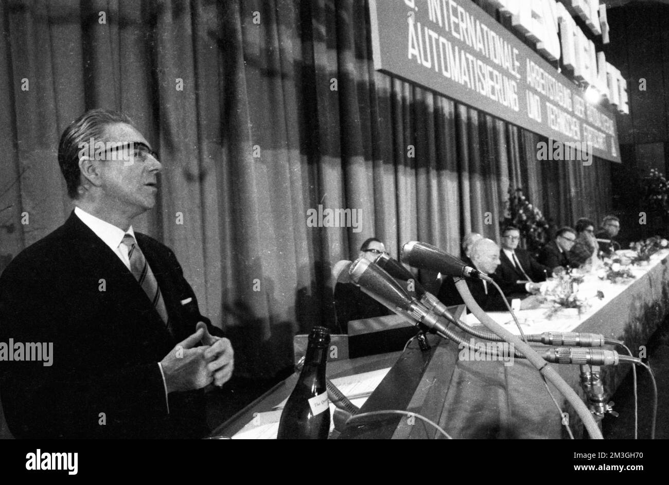 The influence of the computer on society, the world of work and the future was the theme of this international conference organised by IG Metall in Stock Photo