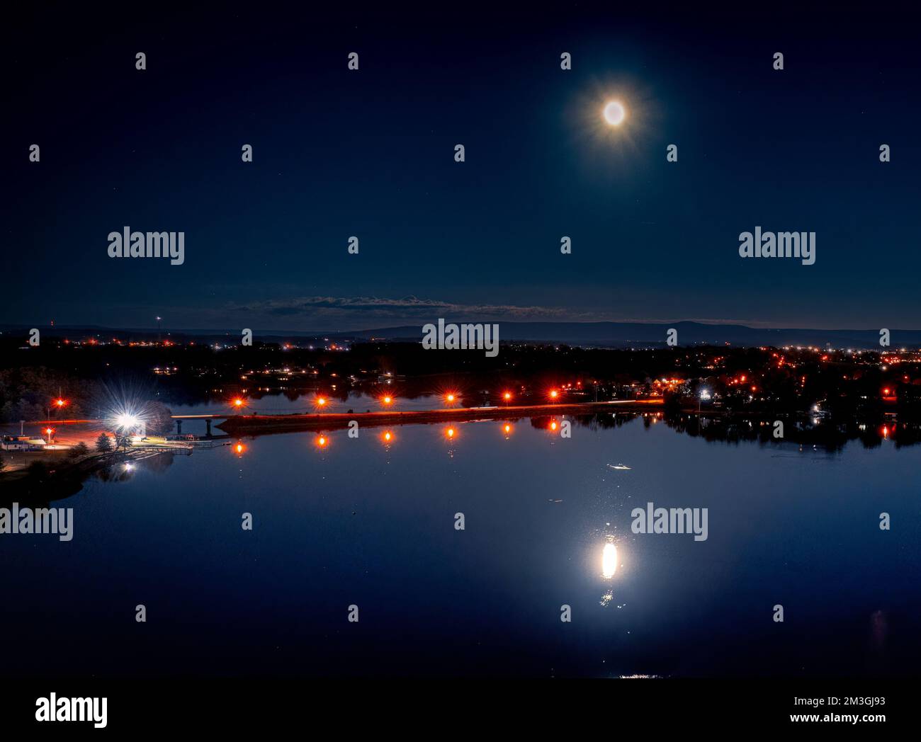 Full moon over the Cumberland Mountains with The Bass Club and bridge