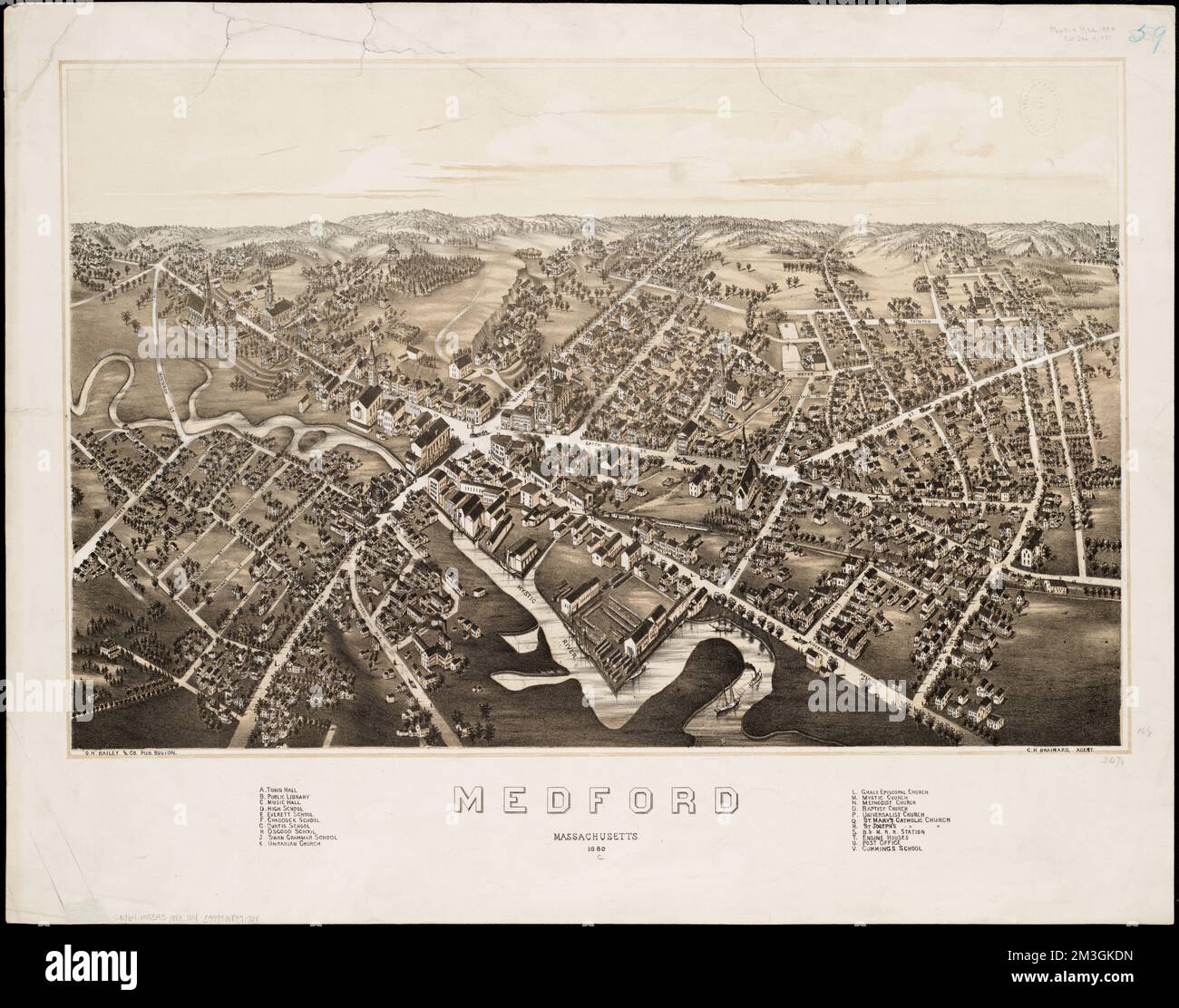 Medford Massachusetts 1880 - Medford Massachusetts 1880 Medford Mass Aerial Views Norman B Leventhal Map Center Collection 2M3GKDN 