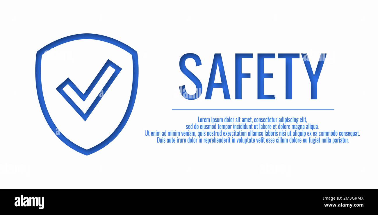 Banner safety first. Vector illustration with word SAFETY on a white background. Place for your text. Stock Vector