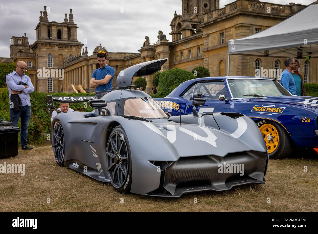 McMurtry Spéirling electric single-seat fan car on display at the Salon Privé motor show held at Blenheim Palace on the 4th September 2022 Stock Photo