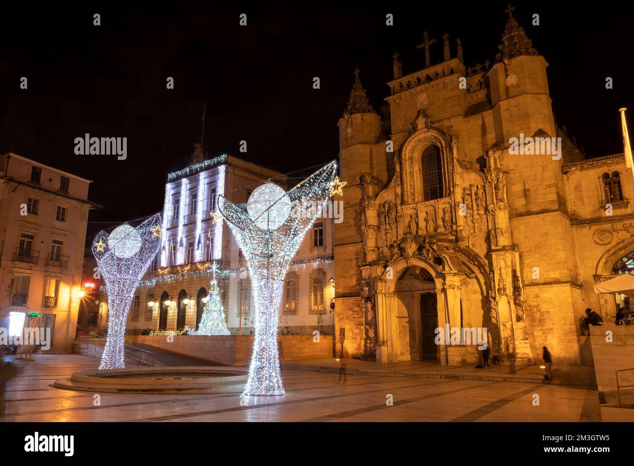 Coimbra, Portugal December 1, 2022 Christmas lights at Praça 8 de