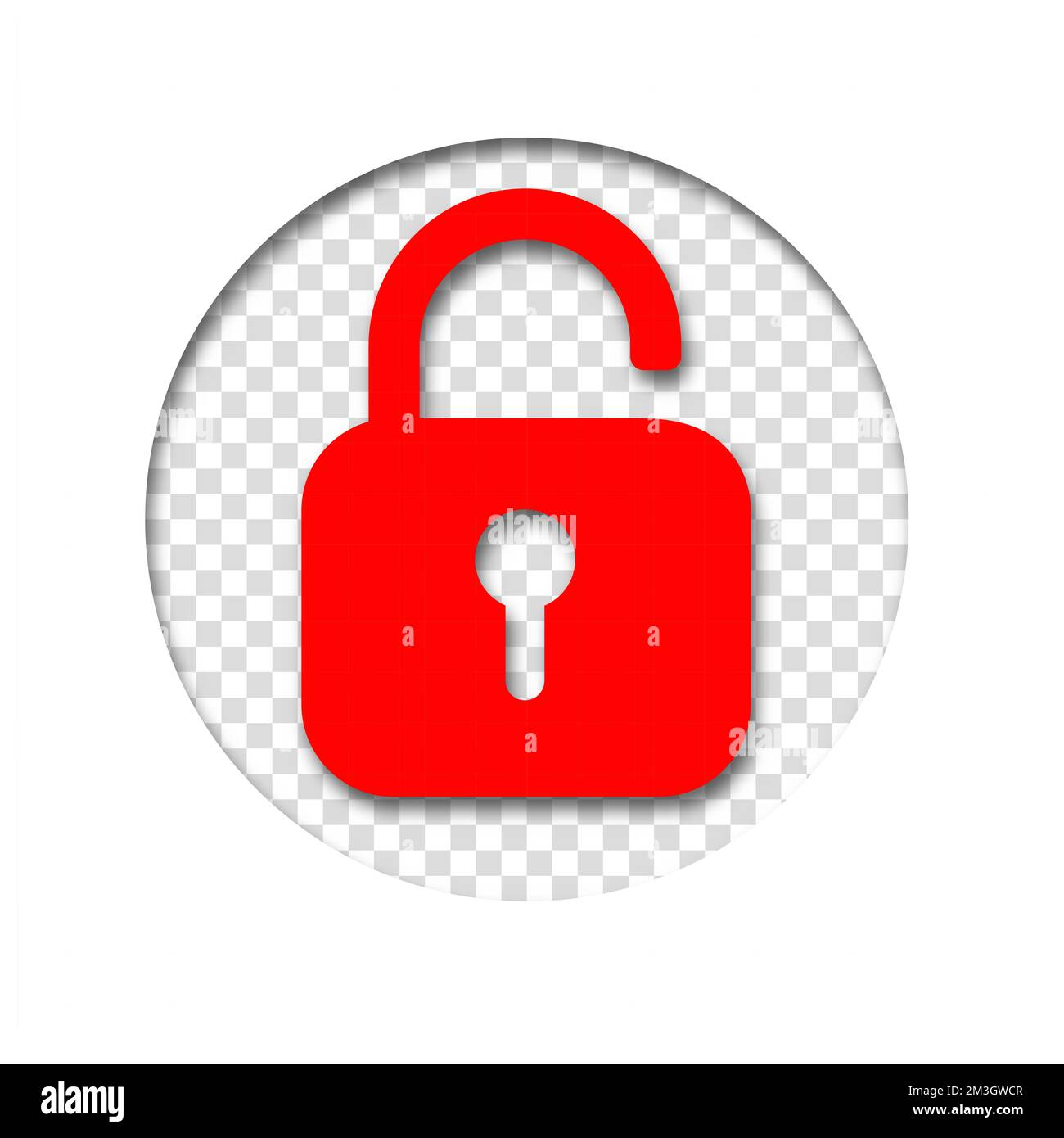 Padlock icon isolated on transparent background. Symbol sign unlock