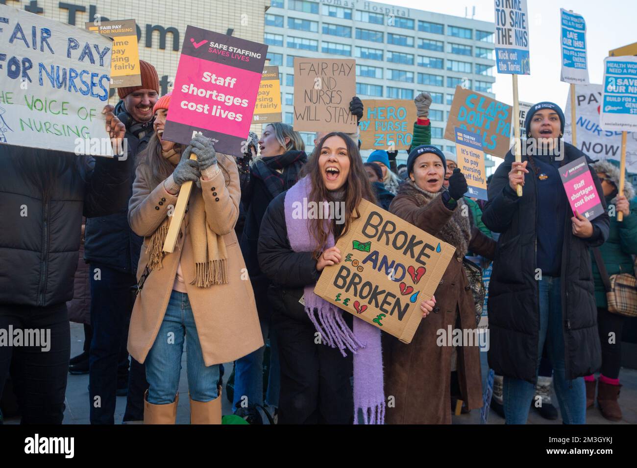 London, England, UK. 15th Dec, 2022. Nurses are seen at picket line